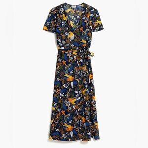 J. CREW Jungle Tiger Floral Wrap Dress